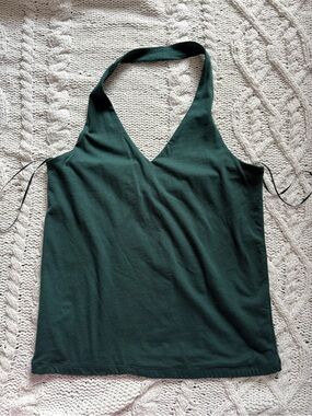 LOFT FOREST GREEN HALTER TOP